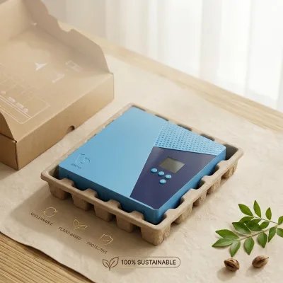 Custom Eco-friendly Degradable Lamp Protection Tray Molding Packaging Bio-degradable Shipping Paper Tray