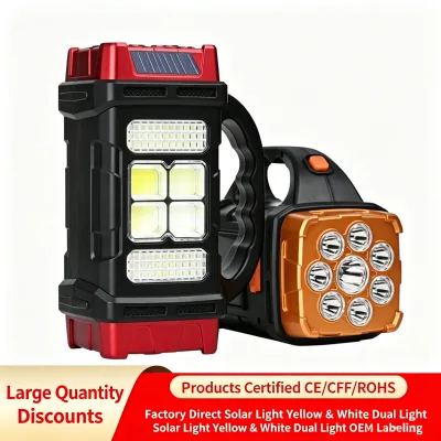 Rechargeable Solar Handheld Searchlight Bright COB Work Light Long Lasting Flashlight Outdoor Emergency Multi Function Lamp