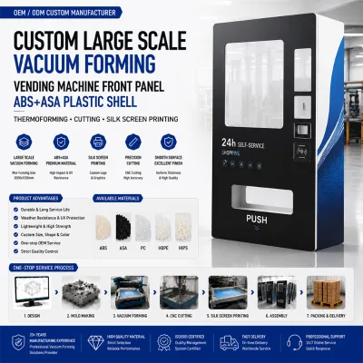 Custom Large Scale Vacuum Forming Vending Machine Front Panel ABS+ASA Plastic Shell Thermoforming Cutting Service