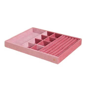 High Quality White Wooden Jewelry Tray Multi-Compartment Rectangular Storage Box Display