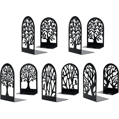 High Quality Metal Bookend Tree Design Black Color Supports for Heavy Books OEM Brand Made in Guangdong Bookend Holder