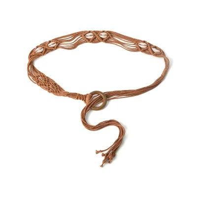 Customized Retro Boho Women's Waxed Rope Belt Vintage Style Adjustable Waistband Personalized Ladies Belt Custom Design