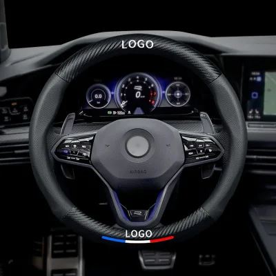 Direct from Manufacturers Universal Leather Steering Wheel Cover and Handle for Car Interiors Men and Women's Auto Accessory