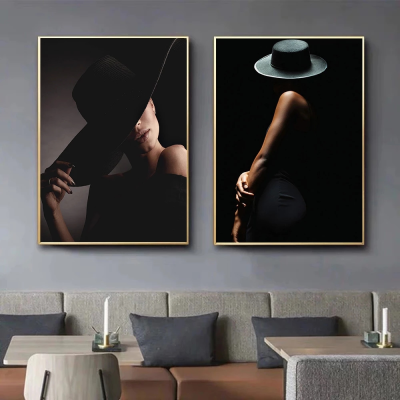 Fashion Elegant Woman Black Canvas Painting Aesthetics Wall Art Paintings Modern Art Print Picture