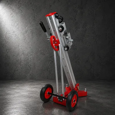 DS400 Concrete Core Drill Rig Stand 402mm Capacity with Aluminum Base Depth Scale Level Gauge and Quick Mounting