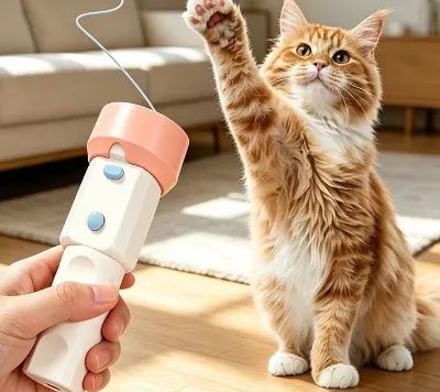 Interactive Cat Wand Toy with Retractable Feature Feather Refills for Pet Movement & Exercise