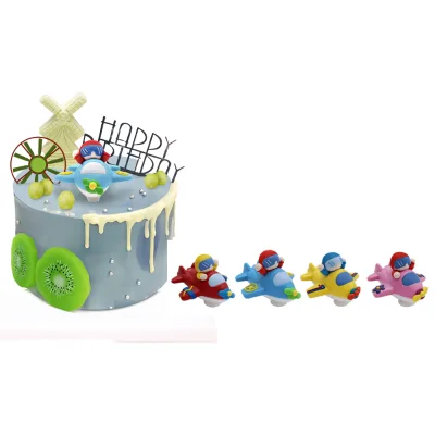 Happy Children's Birthday Cake Decoration Cartoon Plane Characters 3D Shaped Cake Decoration Supplies