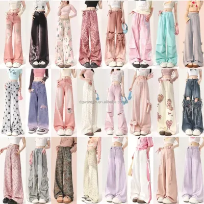 2025 High-quality Women's High Waisted Wide Leg Boots Jeans Denim Loose Fit Casual Style Hole Decoration