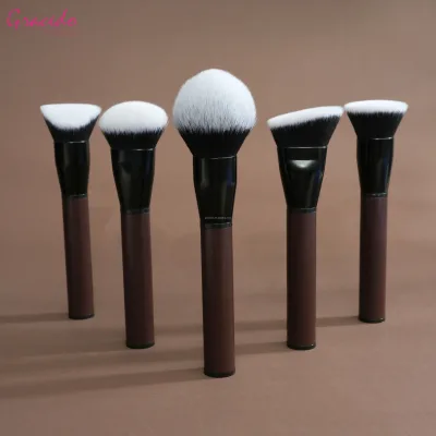 Factory Wholesale Customizable Packaging Professional 15-Piece Face Cosmetic Brush Set PU Leather Wrapped Handle Makeup Brushes