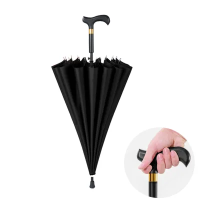 Customized Logo Elderly Crutch Umbrella Professional Outdoor Golf Umbrella with Durable Features