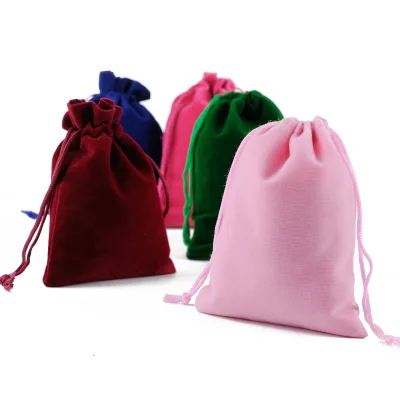 Wholesale Custom Red Black Velvet Drawstring Pouches Small Envelope Dust Bags for Glasses Jewelry Earrings Multi-Purpose Packing