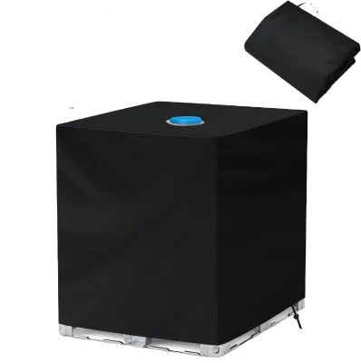 Polyester IBC Tote Tank Cover, Silver Coated Back Waterproof UV Resistant 1000L Outdoor Water Tank Protective Cover