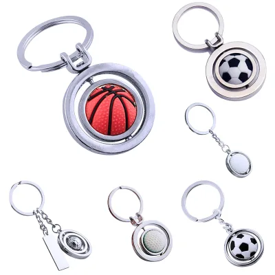 2025 360 Degree Rotating Basketball Soccer Golf 3D Exquisite Full Stereoscopic Fashion Metal Keychain with Silk Screen Printing