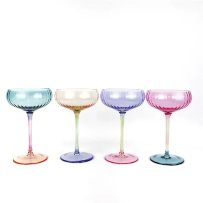 Unique design creative colored goblet glasses champagne flute glass cup for party