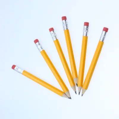 Customized Eco-Friendly Portable Mini Golf 10cm 2HB Short Pencils With Eraser Hexagon Sharpened in Bulk