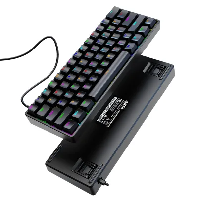 AK61 Wired 61 Keys Mechanical Game Keyboard USB Type-C 22 Mixed Backlight Blue/Red Shaft ABS Keycap N-Key Rollover Two-Stage