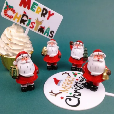 High Resin Christmas Cake Ornament Star Gift Bell Small Tree Santa Claus Parties Decorations Dessert Table