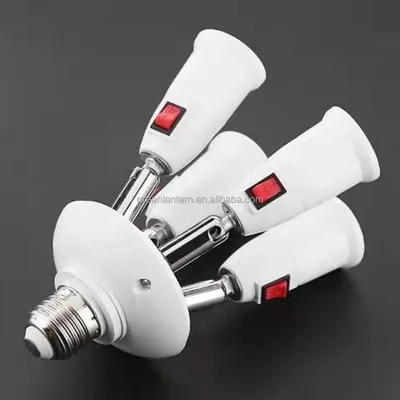 E27 to E27 Lamp Holder Extension Converter On Off Switch Adjustable Screw LED Bulb Socket Adapter Base for Home Lighting Lamps