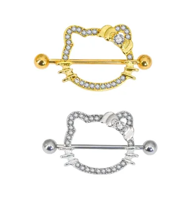 Cute Nipple Piercing Jewelry Photos Moissanite Nipple Rings 18k Gold Kitty Nipple Ring