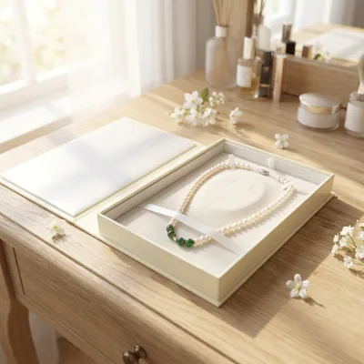 Book Shaped Pearl Necklace Jewelry Box Vintage Silver Hot Stamping Flip Cover Gift Packaging Box