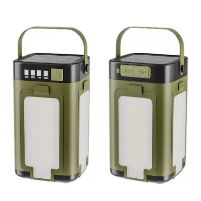 Solar Lighting Lamp Rechargeable Flashlight 4 Leaf Light Side Outdoor Emergency Torch USB-A Output Charged Phone