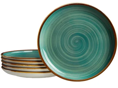 ONEMORE Ceramic Dinner Plate Set 6-Piece 8.5-Inch Solid Pattern Small Plates for Appetizer/Salad/Dessert.
