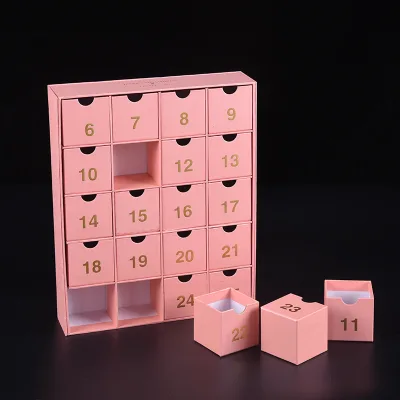Christmas Advent Calendar Blind Box Christmas Gift Countdown with UV Coating Embossing Matt Lamination Sponge Liner