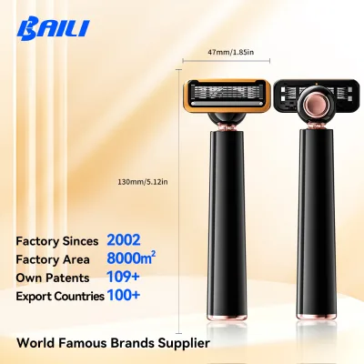 Hot Seller Swedish Stainless Steel 3D Motion Head Replaceable Five Blade Best Face Shaver Men's Razor Self-standing Black