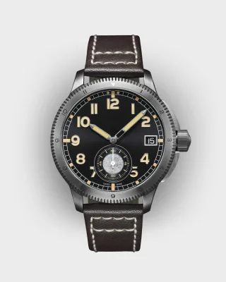 Vintage Pilot Style Antique Men's Quartz Watch with Small Second Sub-Dial 20mm Brown Leather Strap Luminous Wristwatch