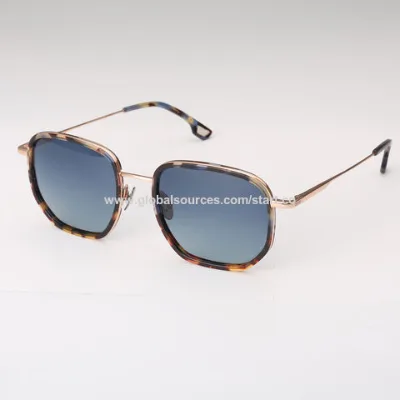 Unisex Acetate Sunglasses square frame shape,100% UV 400 polarized lens, colors optional,CE, FDA approve,OEM available,