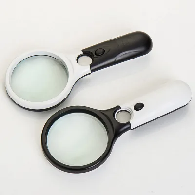 White Black 3X/45X Magnifying Glass Lens ABS Illuminated Handheld Transparent LED Magnifiers for Reading