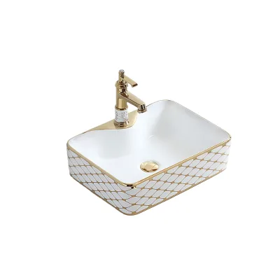 Modern Single-Hole Ceramic Basin Faucet Small Rectangle Lavabo for Hotel Toilets Above Counter Installation