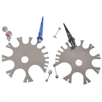 Tongue-Piercing Ear-Helix Stainless Steel Caliper Gauge Needle Measurer Straight-Mouth Dial Professional Piercing Tool