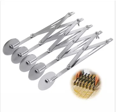 Factory Direct Supply of Extendable Multi-purpose Pizza Knife, Stainless Steel Multi-wheel Medium Pizza Roller Knife