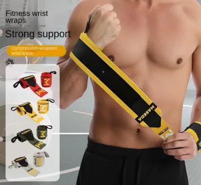 Men's Fitness Wrist Brace-Injury-Supporting Compression-Enhancing Wrap-Around Band Hook Loop Closure for Weightlifting Bench