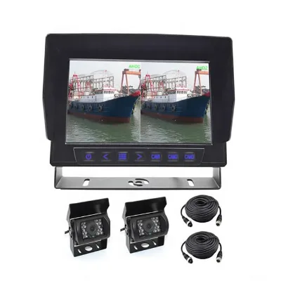 12V Rearview Mirror Cameras 7 Inch Car Waterproof Monitor TFT LCD Color Split Screen Multi-language Support With Remote Control