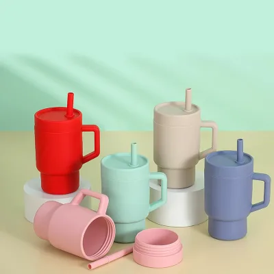310ML Kid Silicone Sippy CupTrainer Bottle Water Drinking Straw Mug Custom Logo Heat-Resistant S Tanley Cup