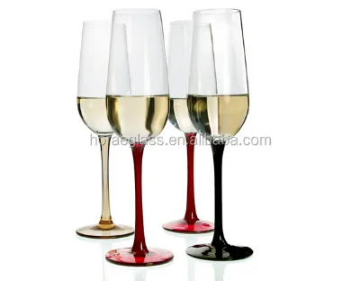 Handblown Black Colored Wine Glass with Red Stem,Champagne Flute,champagne Glass,goblet