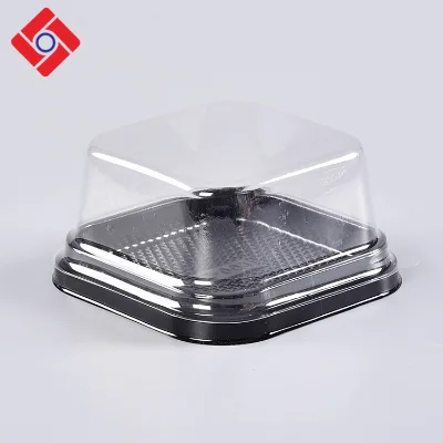 Plastic Black Cake Blister Tray Packaging,Square Pet Clear Plastic Cake Containers