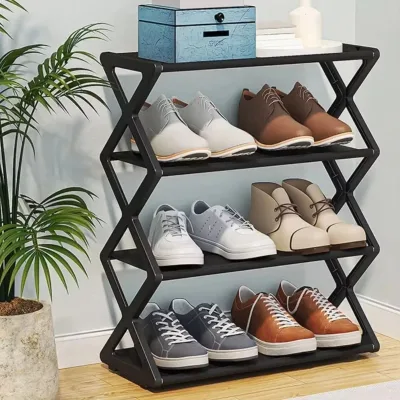 Foldable 4-tier Standing Shoe Rack for Closets and Entryways