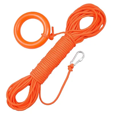 Floating Polypropylene Water Rescue Rope Rescue Ring Carabiner High Visibility 1400KG Tension Emergency Lifesaving Throw Rope