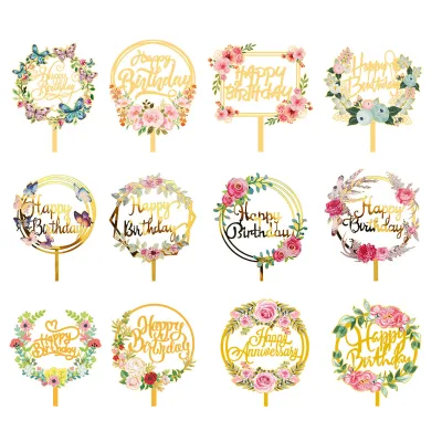 New Style Cake Toppers Decoration Happy Birthday Cake Topper Acrylic Cake Topper for Birthday Party Decoration