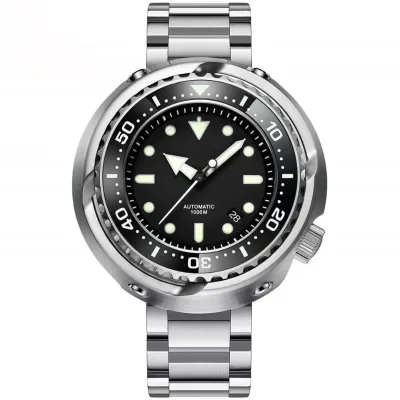 Customized Fine Steel Integrated Mechanical Diving Watch Without Bottom Cover 120 Unidirectional Rotating Chronograph Ring.