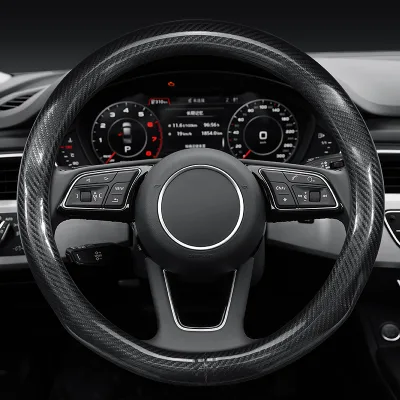 For Audi A6 C5 C6 C7 C8 4B 4F 4G 4K 1998 2010 - 2020 S-Line Car Carbon Fiber Steering Wheel Cover 38cm Auto Interior Accessories