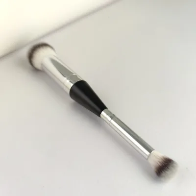 Dual-Ended Concealer & Foundation Brush - Premium Dense Vegan Fiber - Pro Buffing & Blending Tool - Space Saving Beauty Brush