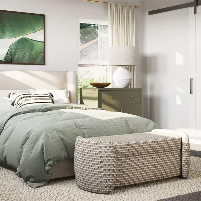 Hotel Furniture Modern Design Cushion Ottoman Leather Storage Living Room Bench Upholstered Bed Bench
