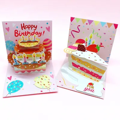 Chocolate Cake 3D Pop up Birthday Card for Men Women Kids Offset Printed Thick Card with Envelopes & Note Tags DIY