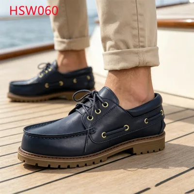LXG,Moccasin Style Stitching on Upper Hua Singh Boat Shoes Thick Rubber Outsole Men Penny Shoes with Waxed Shoelace HSW060