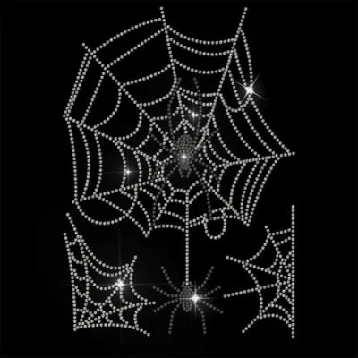 Popular Crystal Rhinestone White Halloween Spider Web Hotfix Rhinestone Crystals for Casual Clothes Sun Hats Garment Accessories