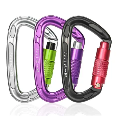 24kN Heavy Duty Auto Lock Swivel Aluminum Carabiner Screw Locking Swivel Carabiner for Camping & Hiking